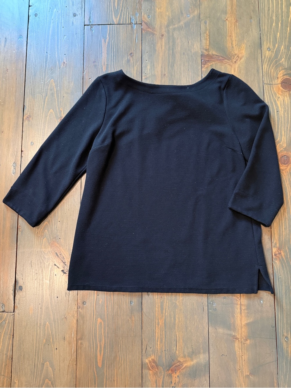 Talbots Petite Black Twist Back 3/4 Sleeve Top LP